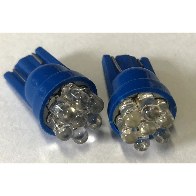 Coppia lampade LED T10 W5W blu 12V 0,2W, 7 LED F3 Ø12x24mm