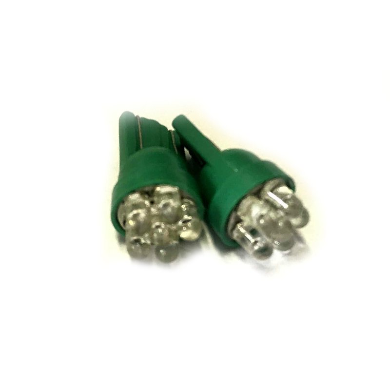 Coppia lampade LED T10 W5W verdi 12V 0,2W, 7 LED F3 Ø12x24mm