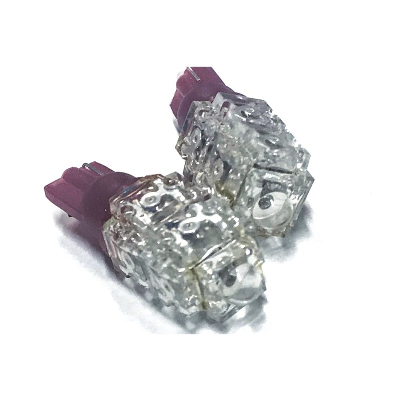 Coppia lampade LED T10 W5W rosse 12V 1W, 9 LED F5 Flux Ø14x34mm