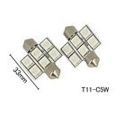 Coppia lampade LED T11 C5W siluro 33mm, 6 SMD 5050, giallo 12V 1W