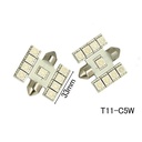 Coppia lampade LED T11 C5W siluro 33mm, 9 SMD 5050, blu 12V 1W