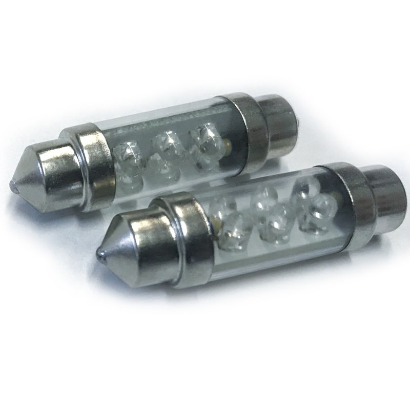 Coppia 2 Lampade LED T11 C5W siluro 36mm 12V verde, 6 LED F3, 0,2W