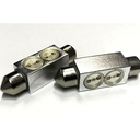 Coppia 2 Lampade LED T11 C5W siluro 40mm 12V blu, 2 Power LED 2W