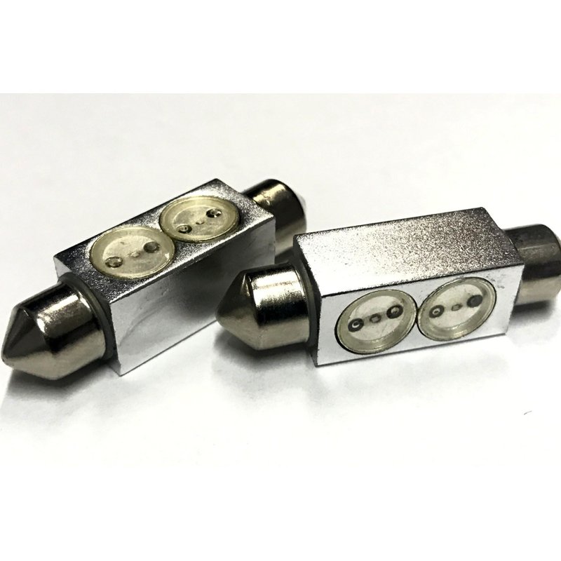 Coppia lampade LED T11 C5W siluro 40mm, 2 Power LED, giallo 12V 2W