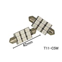 Coppia lampade LED T11 C5W siluro 42mm, 9 SMD 5050, verde 12V 2W