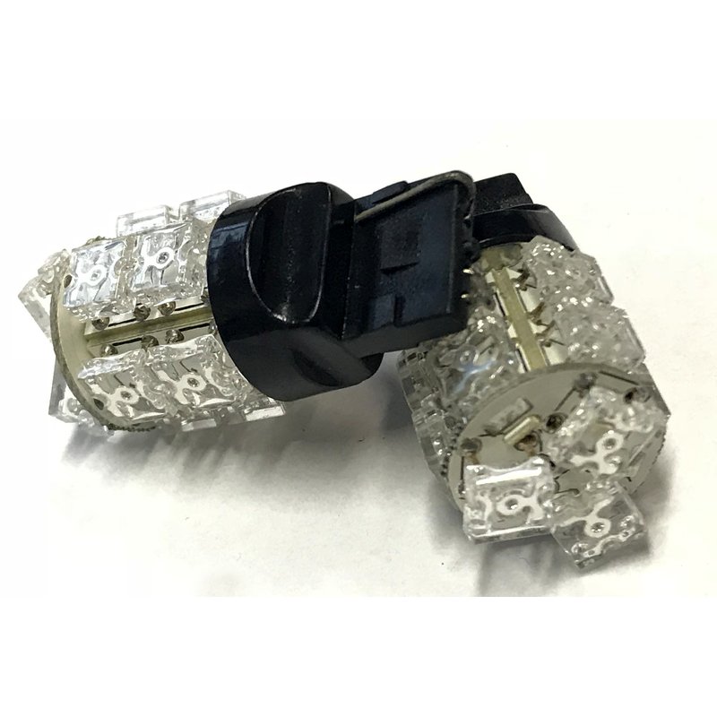 Coppia lampade LED T20 7440 W21W rosse 12V 2W, 13 LED quadrati Ø22x48mm