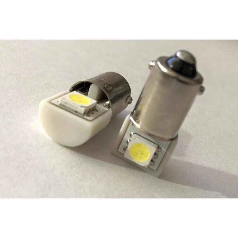Coppia lampadine LED BA9S T4W piedi dritti, 1 SMD 5050 laterale, bianco freddo 6000K