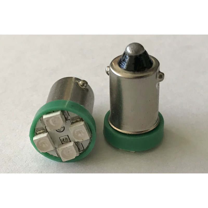 Coppia Lampadine LED BA9S T4W 4 SMD 3528 Verde 12V 0,2W – Cruscotto e Interni Auto