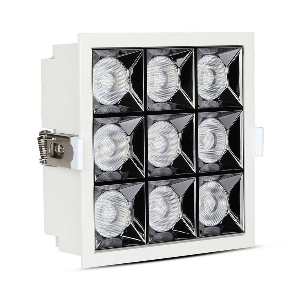 Faretto LED Quadrato da Incasso 36W (9*4W) Samsung UGR<19, 2880 lm, Fascio 38°