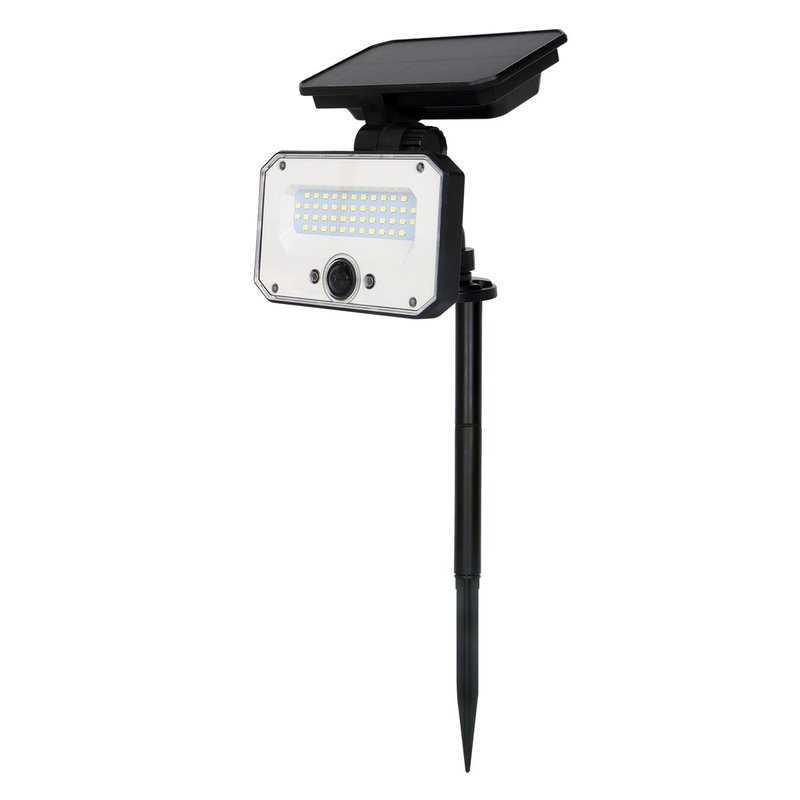 Faro Led Solare 10W 935LM IP65 4000K Montaggio Da Parete O A Terra Con Picchetto Con Sensore Movimento e Telecomando 4 Modalità