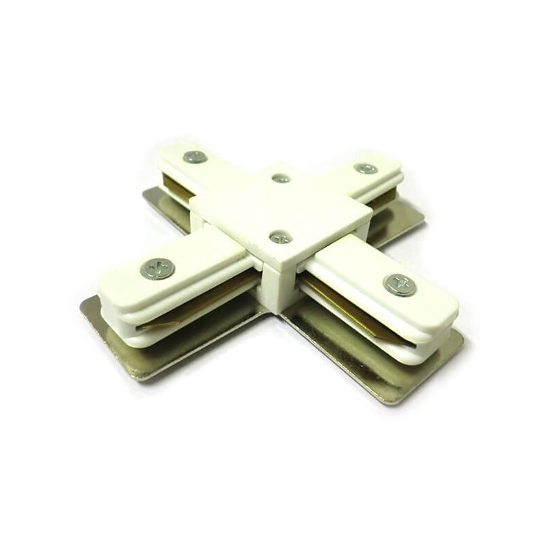Giunto a X Connettore Per Binario Dei Faretti Led Modello X Colore Bianco Per Mono Fase