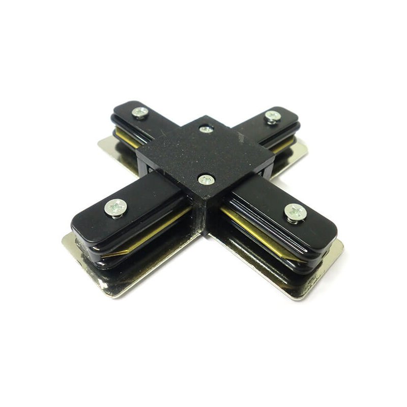 Giunto a X Connettore Per Binario Dei Faretti Led Modello X Colore Nero Per Monofase