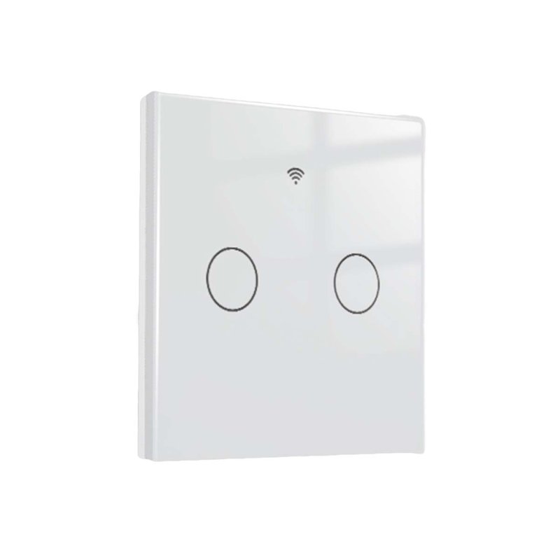 Interruttore Wifi Da Parete 86X86 Pannello Touch 2 Tasti Colore Bianco WiFi + RF 433 Compatibile con Amazon Alexa e Google Home