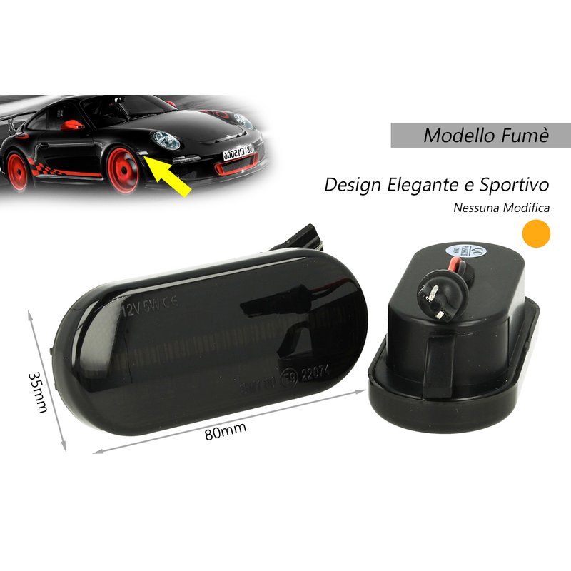 [LN3214] Kit Freccia Laterale a Led Side Marker Dinamica Lente Fume Seat Ibiza 6L Cordoba Toledo Leon Skoda Octavia OEM 14805294