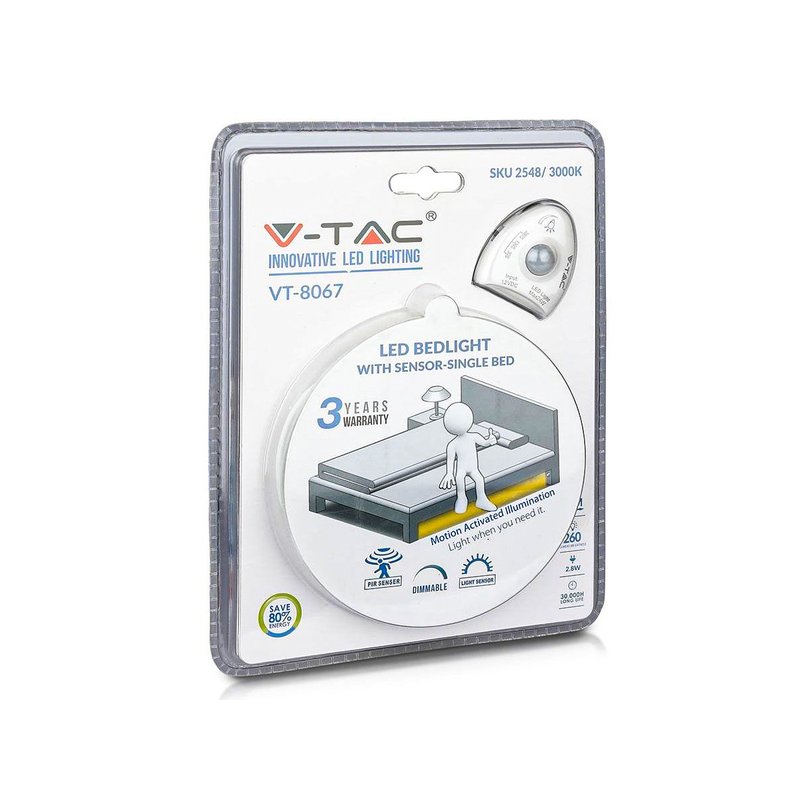 [BL2548C] Kit Strip LED 1.2M 2.8W/M Luce Scendiletto Singolo 3000K Dimmerabile Alimentatore + Sensore di Movimento PIR SKU-2548