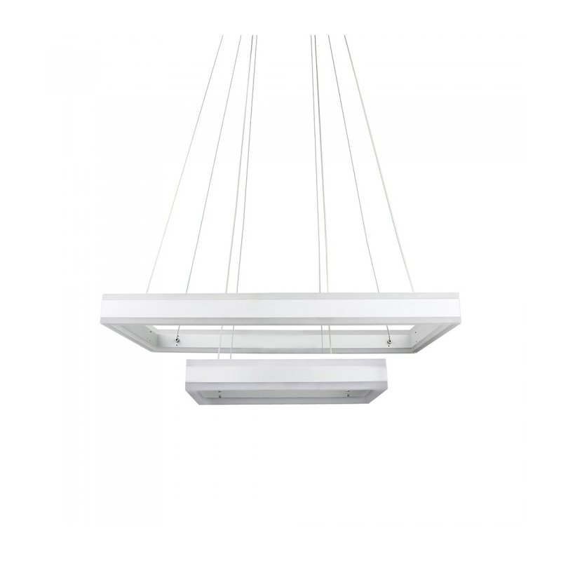 Lampada Led A Sospensione Rettangolare Colore Bianco Doppio Anello 600X300mm 400X200mm 3000K 100W Dimmerabile Triac Dimmer SKU-3986