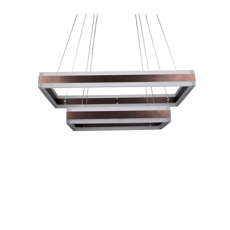 [SV3988] Lampada Led A Sospensione Rettangolare Colore Coffee Marrone Doppio Anello 600X300mm 400X200mm 3000K 100W Dimmerabile Triac Dimmer SKU-3988