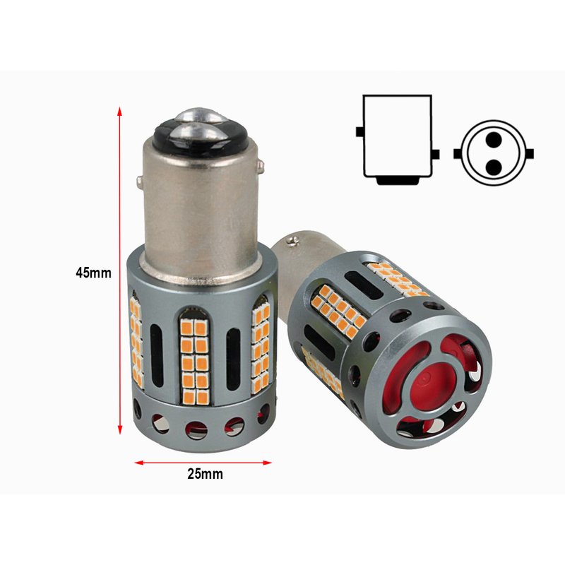 Lampada Led BAY15D 1157 100% Canbus 12V 21/5W Effettiva Colore Rosso Con Ventola In Testa