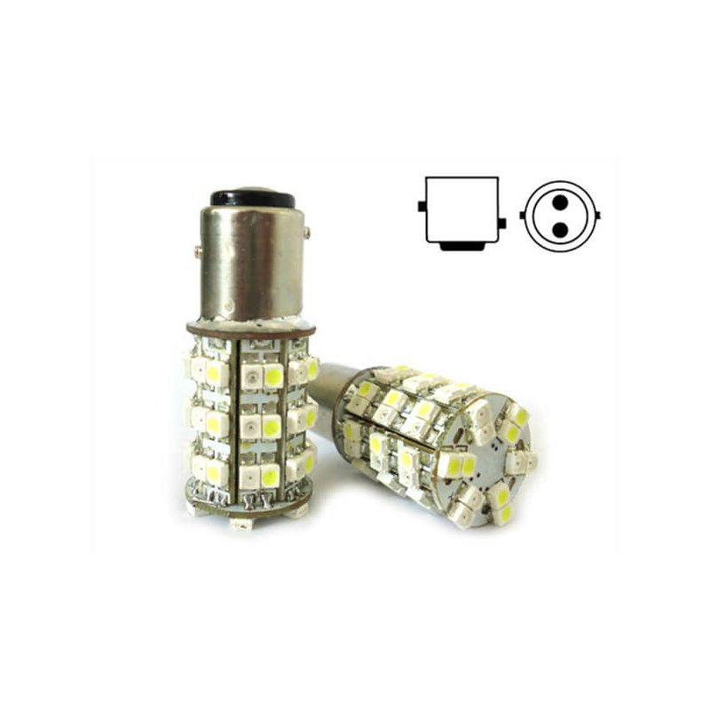 Lampada Led BAY15D 1157 P21/5W 60 Smd Bi Color Bianco Arancione Luce Freccia