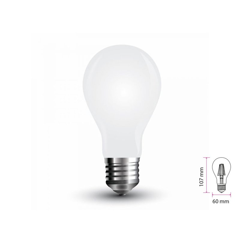 Lampada Led Con Filamento E27 A60 4W In Vetro Bianco 360 Gradi SKU-4489, Disponibili 2700K 4000K 6400K