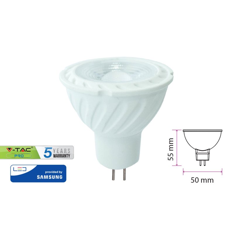 Lampada Led MR16 6,5W 12V 38 Gradi  Bianco Neutro 4000K Con Chip Samsung SKU-212081