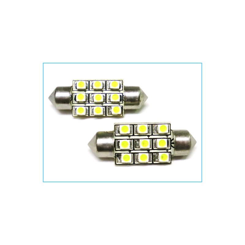 [LS3919] Lampada Led Siluro T11 C5W 39mm 9 Smd Bianco Freddo 12V Luci Targa