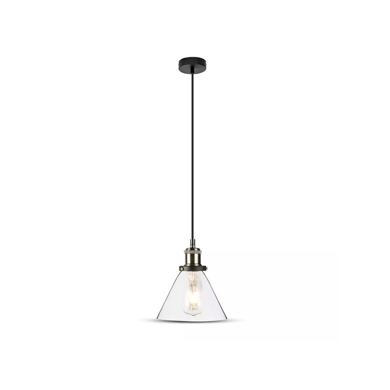 [SV3738] Lampadario A Sospensione Campana in Vetro Attacco E27 Colore Trasparente SKU-3738