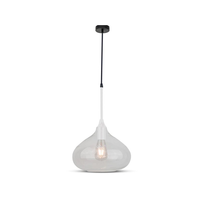 Lampadario a Sospensione Decanter in Vetro Lucido Attacco E27 Colore Bianco SKU-3884