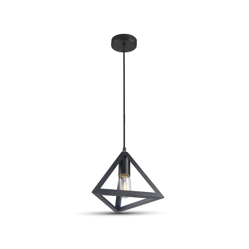 Lampadario a Sospensione Forma Piramide in Metallo Colore Nero Opaco Con Portalampada E27 Max 60W SKU-3832