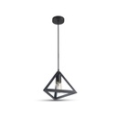 Lampadario a Sospensione Forma Piramide in Metallo Colore Nero Opaco Con Portalampada E27 Max 60W SKU-3832