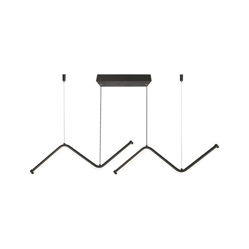 Lampadario LED a Sospensione 12W 1280lm dal Design Moderno Doppia Barra Led ZigZag Colore Nero 4000K SKU-6937