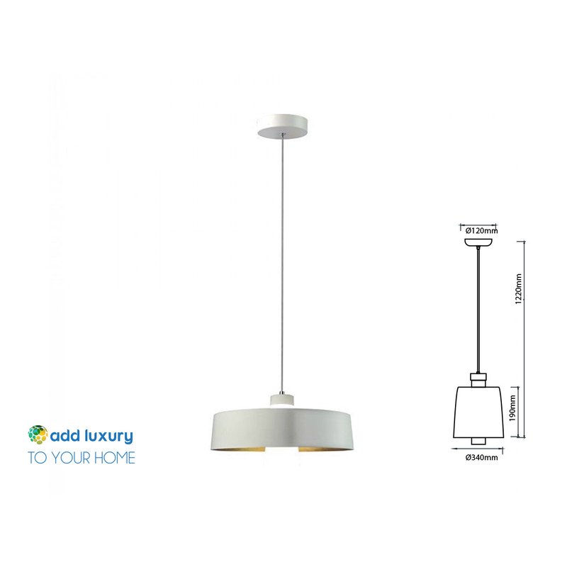 [SV3933N] Lampadario Led a Sospensione Scodella Ciotola in Metallo 7W 4000K Colore Bianco Interno Plexiglass SKU-3933