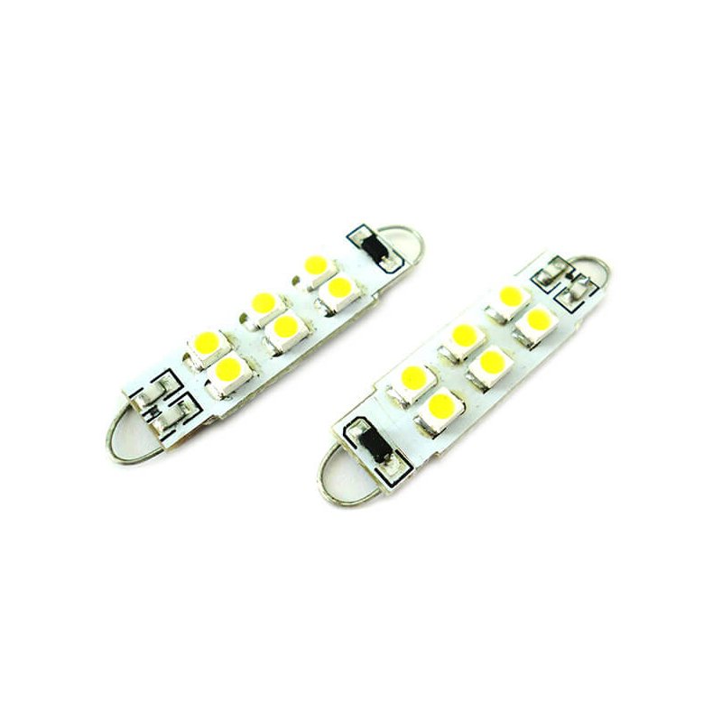 [LS3808] Lampadina Siluro Led 12V T11 Particolare Con Gancio 38mm 6 smd 3528