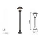 Lampione a Lanterna Palo Da Terra Per Giardino Altezza 950mm Attacco E27 Colore Nero Opaco IP44 SKU-8687