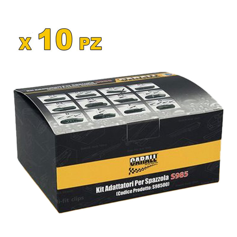 [S985B0] Kit 10 Attacchi per Spazzole Tergicristallo S985 Flat e T191 Ibrida, 15 Modelli Disponibili (B1 New)