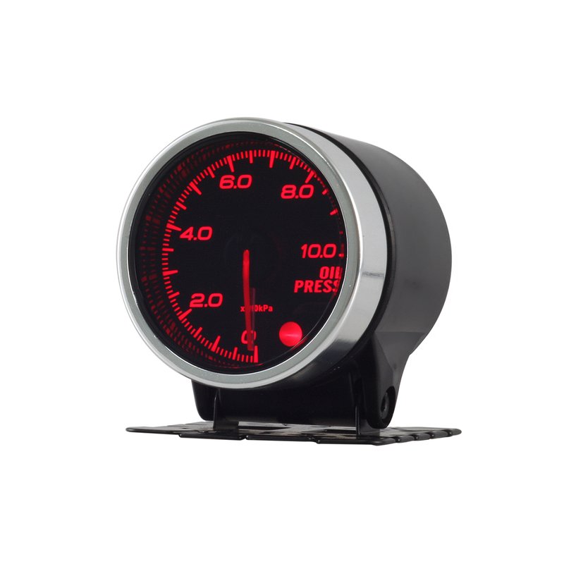Manometro Analogico Pressione Olio BAR Oil Press Gauge 52mm 12V Auto Doppio Ingresso Alimentazione 10 Colori