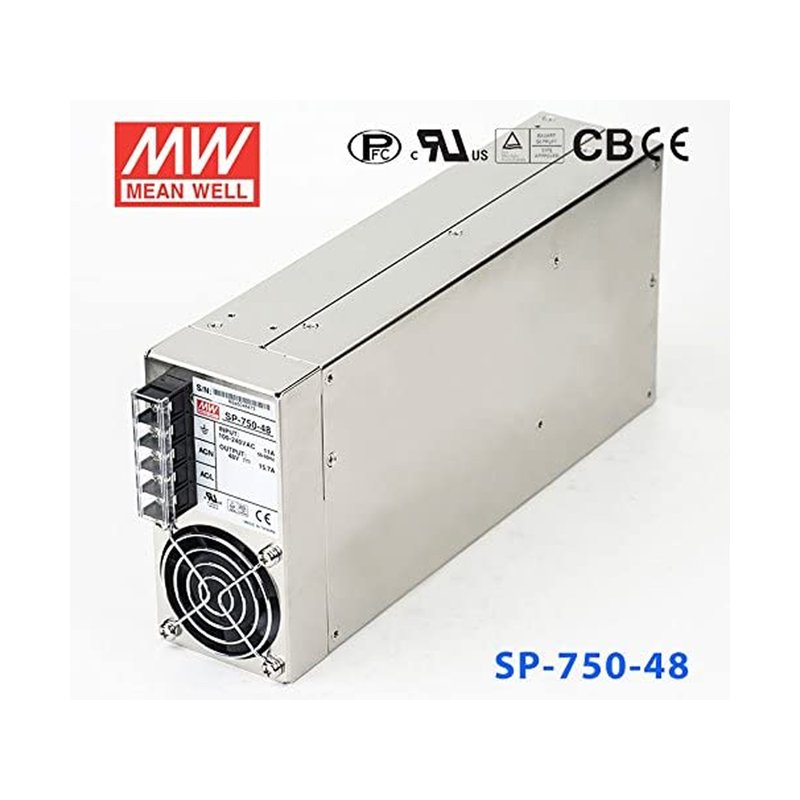 MW MEAN WELL SP-750-48 Alimentatore Trasformatore 48V 15,7A 750W Con Ventola IP20