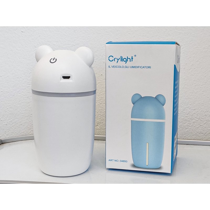 Mini umidificatore ambiente bambini 200 ml, orsetto, luce notturna RGB, USB