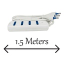 Multipresa Ciabatta Elettrica 4 Posti Bipasso 10/16A Cavo Da 1,5 Metri Colore Bianco, Spina Italiana Grossa 16A