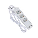 Multipresa Ciabatta Elettrica Con 2 USB e 3 Posti Schuko 10A Cavo Lungo 1,5 Metri Colore Bianco 3X1.5 mmq SKU-8774