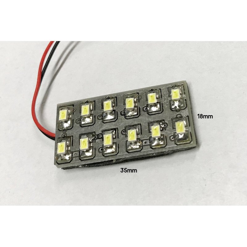 Pannello LED 12V rosso 1,5W, 12 SMD 3528, 35x18mm con biadesivo