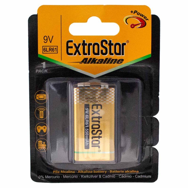 Pila Batteria 6LR61 9V 550mAh MN1604 Super Alcalina Confezione da 1 Pezzo