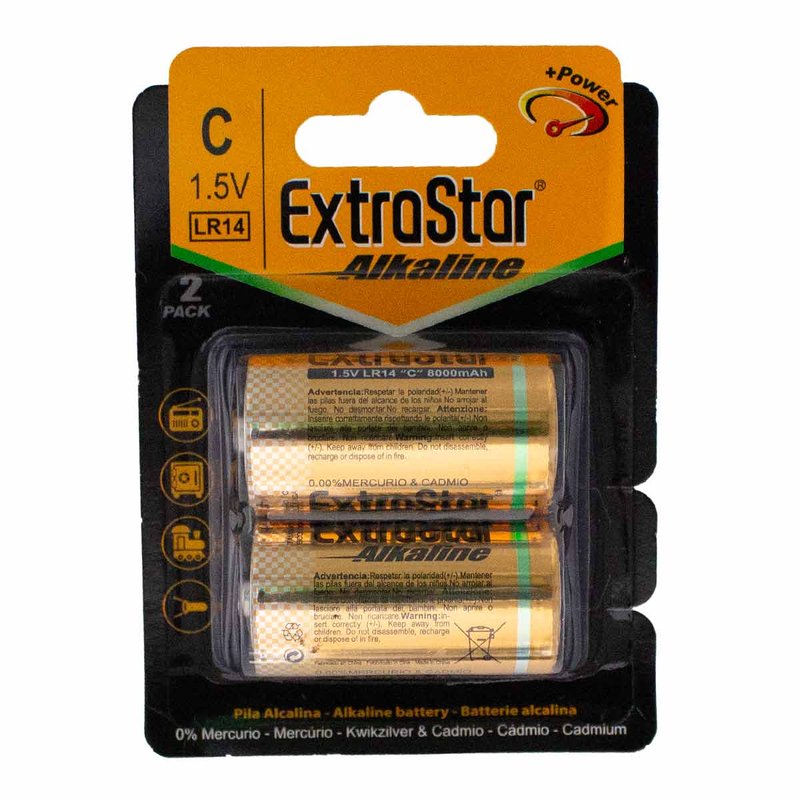 Pila Batteria LR14 Torcia C MN1400 1,5V 8000mAh Alcalina Confezione da 4 Pezzi