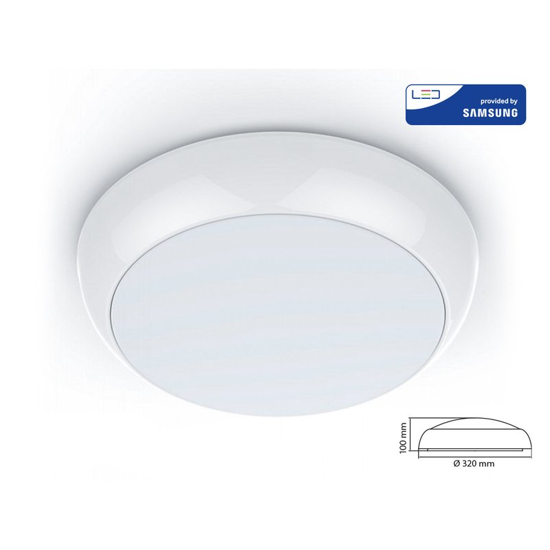 [LP0801F] Plafoniera A Led Da Soffitto o Parete Freddo 6400K 17W IP65 Anche Esterno Diametro 320mm SKU-802