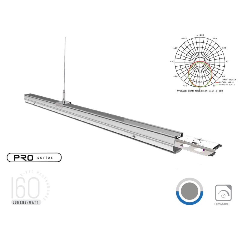 [CB81364N] Plafoniera LED Lineare A Sospensione Follow 50W 150cm Lente Opale 120 Gradi 4000K IP20 Dimmerabile SKU-1364