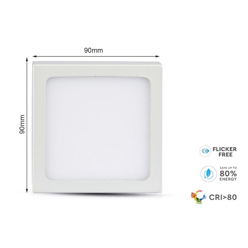 Plafoniera Pannello Led Slim Montaggio a Plafone Quadrato 90X90X24mm 6W 6000K SKU-4909
