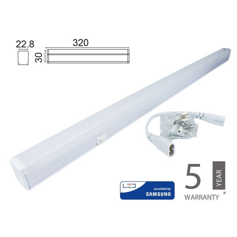 [TL95030N] Plafoniera Tubo Led T5, Regletta Led 30cm 4W Neutro 4000K Lineare Raccordabile Allungabile Chip Smd Samsung SKU-21690