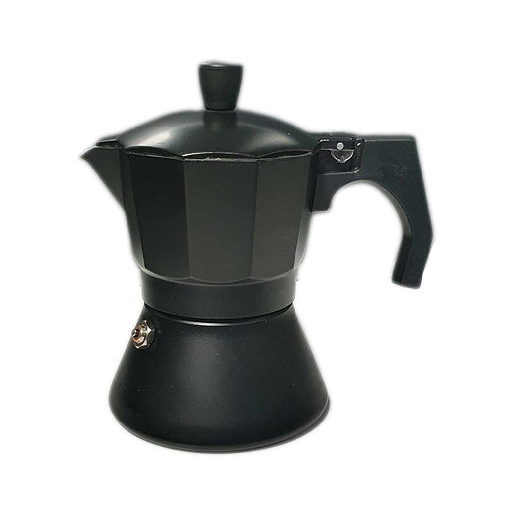 Caffettiera Moka alluminio 3 tazze, antiscivolo, nero, per gas e piani elettrici