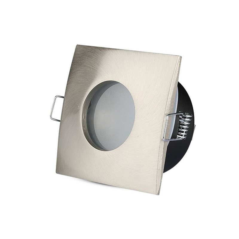 Porta Faretto Led GU10 MR16 Incasso Quadrato Colore Nichel Satinato Impermeabile IP54 SKU-3616