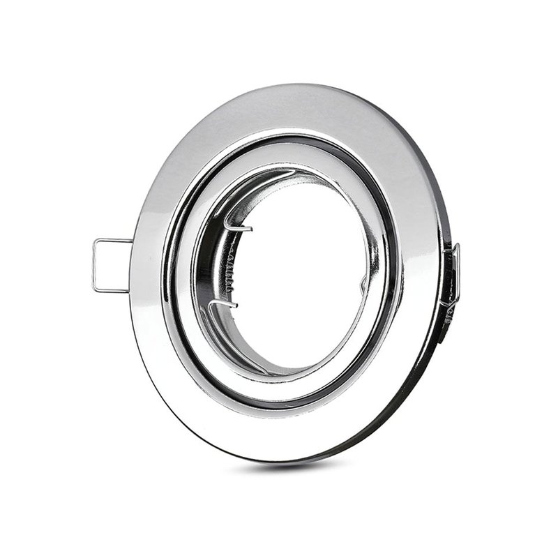 Porta Faretto Led GU10 MR16 Rotondo Con Molla Colore Cromato Orientabile Spotlight Fitting SKU-3471